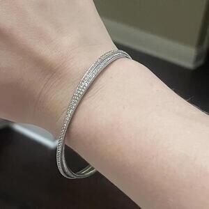 Nadri Women’s Signed Silver Tone /CZ Bangle Bracelet